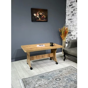 Hey Ada Tekerlekli Kavisli Köşe 100 x 60 Orta Sehpa Ceviz