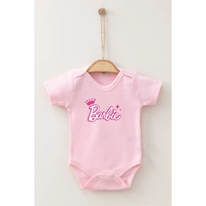 Pamuk Organik Barbie Desenli Kısa Kollu Body Badi Bebek Zıbın