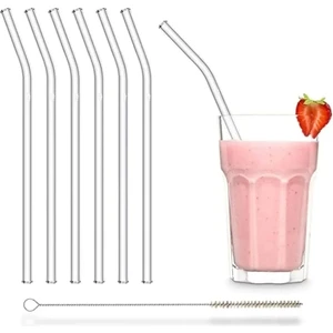 Mis Kitchen 6 Adet Fırçalı Eğik Cam Pipet Isıya Dayanıklı Termisil Cam Pipet