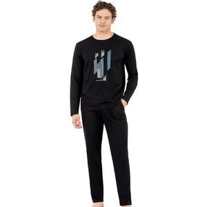 Pierre Cardin 6063 Erkek Uzun Kollu Bisiklet Yaka Pijama Takımı-Siyah