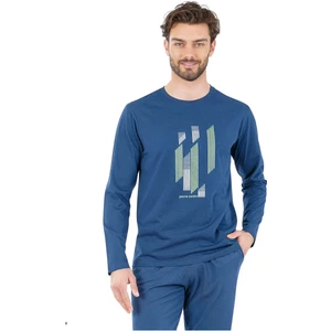 Pierre Cardin 6063 Erkek Uzun Kollu Bisiklet Yaka Pijama Takımı-Indigo