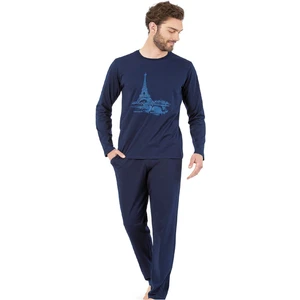 Pierre Cardin 6064 Erkek Uzun Kollu Bisiklet Yaka Pijama Takımı-Lacivert