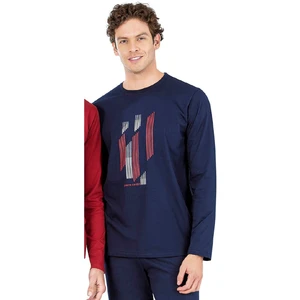 Pierre Cardin 6063 Erkek Uzun Kollu Bisiklet Yaka Pijama Takımı-Lacivert
