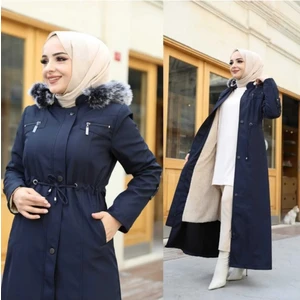 KMK Kombin Içi Tamamen Kürklü Su ve Rüzgar Geçirmez Battal Beden Spor Defile Büyük Beden Pardesü Mont