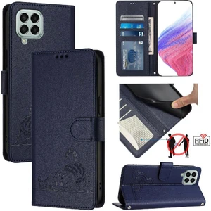 YH Market Samsung Galaxy M33 5g Kedi Rfıd Kart Yuvası Tutucu Kickstand Cüzdan (Yurt Dışından)