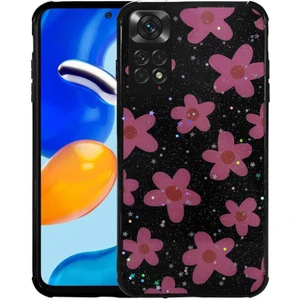 ZORE Xiaomi Redmi Note 11 Global Kılıf Simli Desenli Kamera Korumalı Parlak Popy Kapak-Çiçek