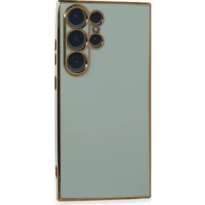 Samsung Galaxy S24 Ulltra Uyumlu Kılıf Kamera Korumalı Arkası Renkli Kenarları Parlak Dore Tasarım Kapak