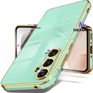 Samsung Galaxy S23 Uyumlu Kılıf Kamera Korumalı Arkası Renkli Kenarları Parlak Dore Tasarım Kapak