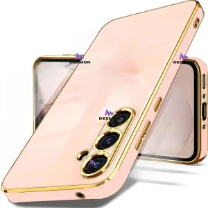 Samsung Galaxy A15 Uyumlu Kılıf Kamera Korumalı Arkası Renkli Kenarları Parlak Dore Tasarım Kapak