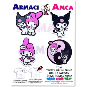 Armacı Amca Ütü Ile Yapışan 4 Adet Örme Kumaş Arma Yırtık Kapatıcı Pratik Yama Tekstil Patch Pembe Oyun Çizgi Kahraman Moda Bebek Figürü