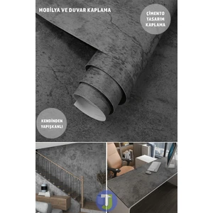 Kendinden Yapışkanlı Çimento Görünümlü Mutfak Banyo Duvar Dolap Masa Kaplama 60CMX100CM