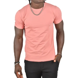 DeepSEA Gülkurusu Erkek/Unisex Slim Fit Dar Kesim Bisiklet Yaka Pamuklu Likralı Basic Tişört 1801131
