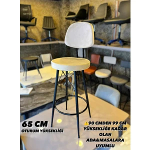 Yeni Dolce Bar Sandalyesi 65 cm Kırık Beyaz.90 Cmden 99 Cm’e Kadar Olan Ada&masalara Uyumlu