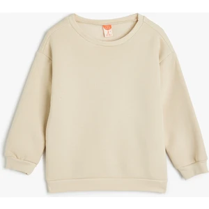 Basic Sweatshirt Bisiklet Yaka Uzun Kollu Şardonlu Pamuk Karışımlı