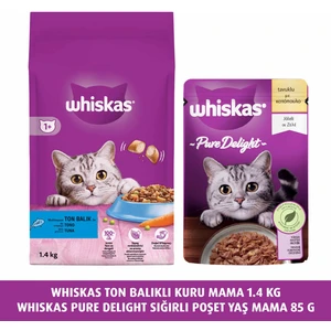 Ton Balıklı Kuru Mama 1.4 kg & Pure Delight Tavuklu Poşet Mama 85 gr