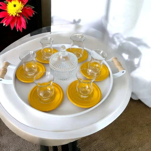 Ece Ev Modası Çay Tabağı-Bardak Altlığı-Metal  Çay Tabağı