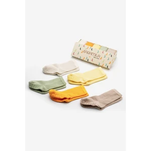 5'li Set Bebek Çorap Doğal Bambu ( 6 Ay Sonrası Kaydırmaz Taban Silikonlu )