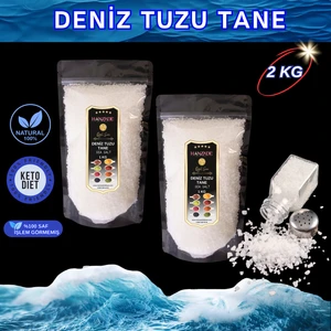Hanzade Bitkisel Saf Deniz Tuzu Tane Granül Iyot Ilavesiz 1 kg x 2 Adet