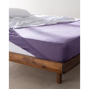 Madame Coco Valeria Çift Kişilik %100 Pamuk Lastikli Penye Çarşaf - Mor