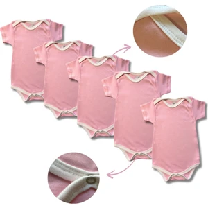 Betül Bebek Kısa Kollu 5'li Organik Pamuk Çıtçıtlı Bebek Body&zıbın