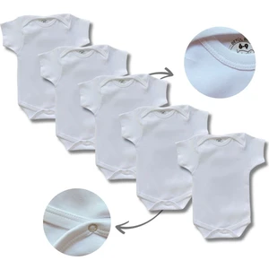 Betül Bebek Kısa Kollu 5'li Organik Pamuk Çıtçıtlı Bebek Body&zıbın