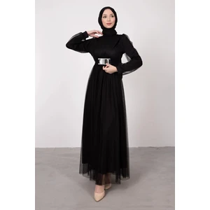 Cym Butik Kuşaklı Tül Tesettür Abiye