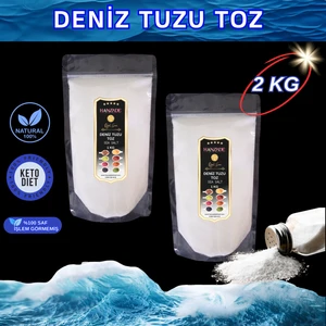 Hanzade Bitkisel Saf Deniz Tuzu Toz Öğütülmüş Iyot Ilavesiz 1 kg x 2 Adet