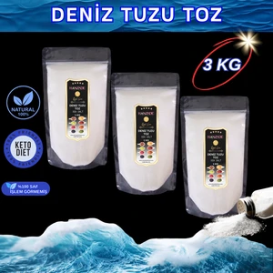 Hanzade Bitkisel Saf Deniz Tuzu Toz Öğütülmüş Iyot Ilavesiz 1 kg x 3 Adet