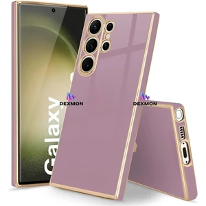 Samsung Galaxy S23 Ultra Silikon Kılıf Kamera Korumalı Arkası Renkli Kenarları Parlak Dore Tasarım Kapak