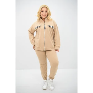 Kadın Büyük Beden Dik Yaka Fermuarlı Eşofman Takımı 8133-25