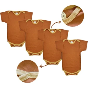 Betül Bebek Kısa Kollu 4'lü Organik Pamuk Çıtçıtlı Bebek Body&zıbın