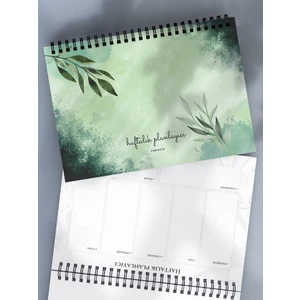 Haftalık Planlayıcı 52 Hafta Planlama Defteri - A5 Spiralli Defter (Yeşil)