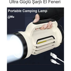 Ultra Şarjlı Güçlü El Feneri Hızlı Dolum Ve Kablo Ile Şarj Imkanı Portatif Hafif Deprem
