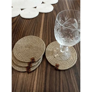Hasır 6 Lı Bardak Altlığı 12 cm Çay, Fincan, Kupa, Mum Altlığı El Yapımı Doğal Naturel