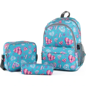 Cambridge Polo Club Yeşil Kalp Desenli Okul Çanta Seti 40x31x16 cm Çocuklar için Pratik ve Şık