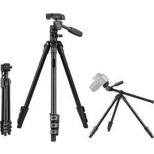 HT-T02 Profesyonel Tripod 154 cm Yatay Kullanım Çok Fonksiyonlu Panoramik Kafa 360 Derece Dönebilir