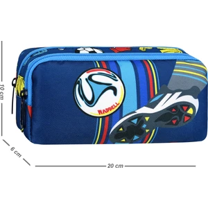 Niss Store Lisanslı Lacivert Futbol Desenli 2 Cepli Kalem Kutusu