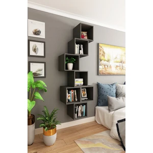 Dekormer Design Kitaplık Kare Duvar Rafı 7 Li Takım Antrasit