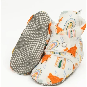 Ella Bonna Organik Pamuk Bebek Pandufu, Kaydırmaz Taban, Yenidoğan Patiği, Ev Kreş Ayakkabısı, Tilki