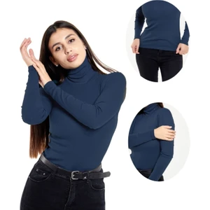 Alya Underwear Kaşkorse Tam Boğazlı Body Sweatshirt Indigo Melanj Xl