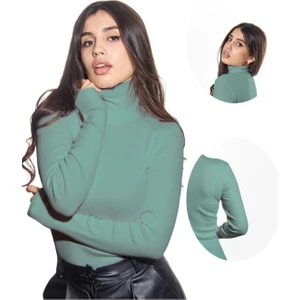 Alya Underwear Kaşkorse Tam Boğazlı Body Sweatshirt, Okaliptus, Xl