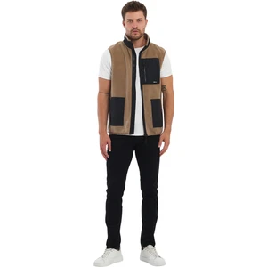 Erkek Polar Kolsuz Çift Renk Yelek 3 Cepli Comfort Fit