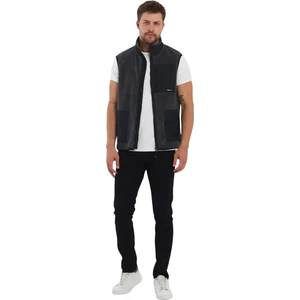 Erkek Polar Kolsuz Çift Renk Yelek 3 Cepli Comfort Fit