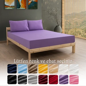 Ranforce Akfil Lila Lastikli Çarşaf 1 Adet Yastık Kılıflı Tek Kişilik Fitted Çarşaf Seti 100x200