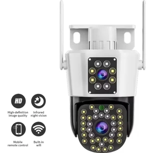 4mp 4K Ultra Hd Gece Görüşlü Çift Lensli Hareket Takipli Alarmlı Dış Mekan Ip Güvenlik Kamerası