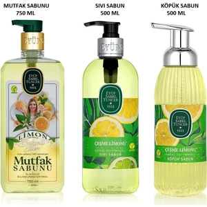Eyüp Sabri Tuncer Bakımlı Eller Seti - Limon Mutfak Sabunu + Çeşme Limonu Sıvı Sabun + Çeşme Limonu Köpük Sabun