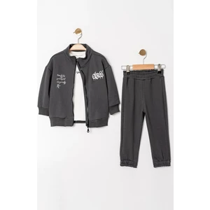 Gold Class Kidswear Uzun Kol Fermuarlı Diyagonal 3 Parça Erkek Çocuk Eşofman Takımı