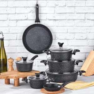Mastercook 12 Parça Granit Tencere Seti Siyah