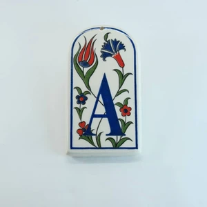 A Harf  -10,5 cm İznik Motifli Lale-Karanfilli Kapı Numarası, Otel Oda Numaralrı,tatil Köyü Oda Numarası