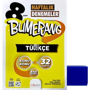 Günay Yayınları 8. Sınıf Bumerang Türkçe Haftalık Deneme – Silgi